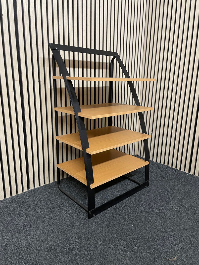 Black metal framed beech tiered display unit  44684