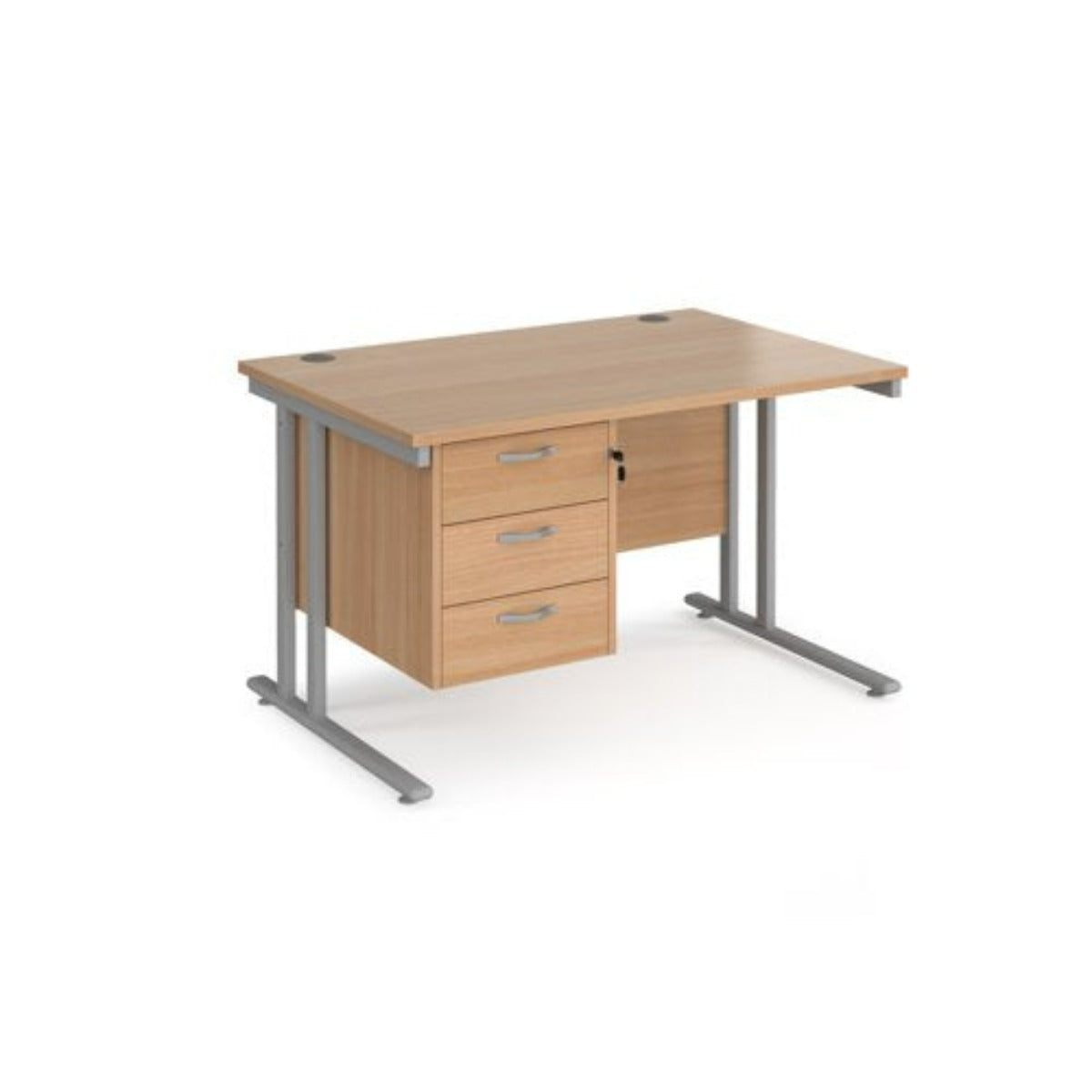 Straight desk 128 with desk high pedestal  (1200mm x 800mm) - Various finishes