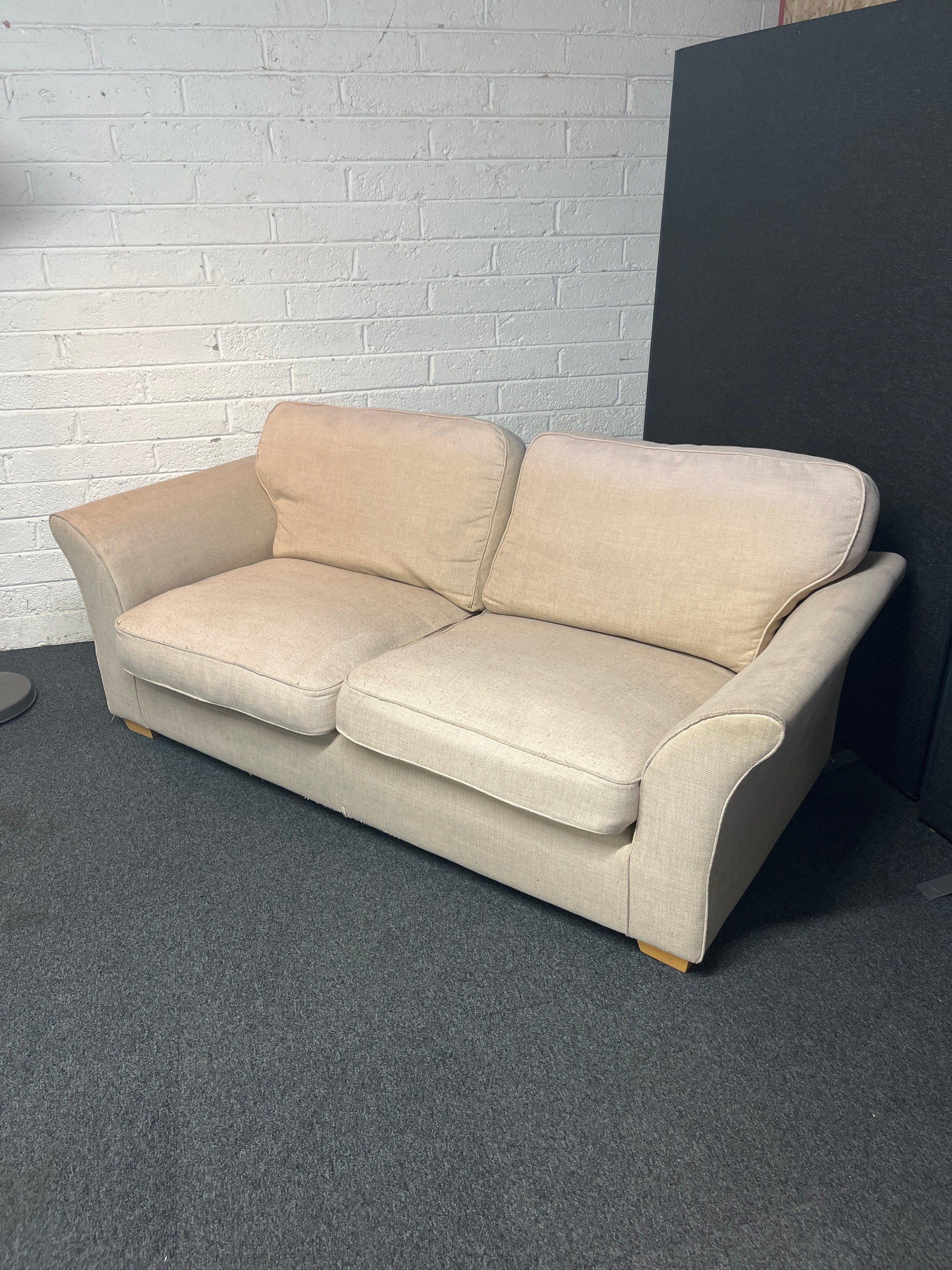 Large 2 seater oatmeal fabric sofa 2225