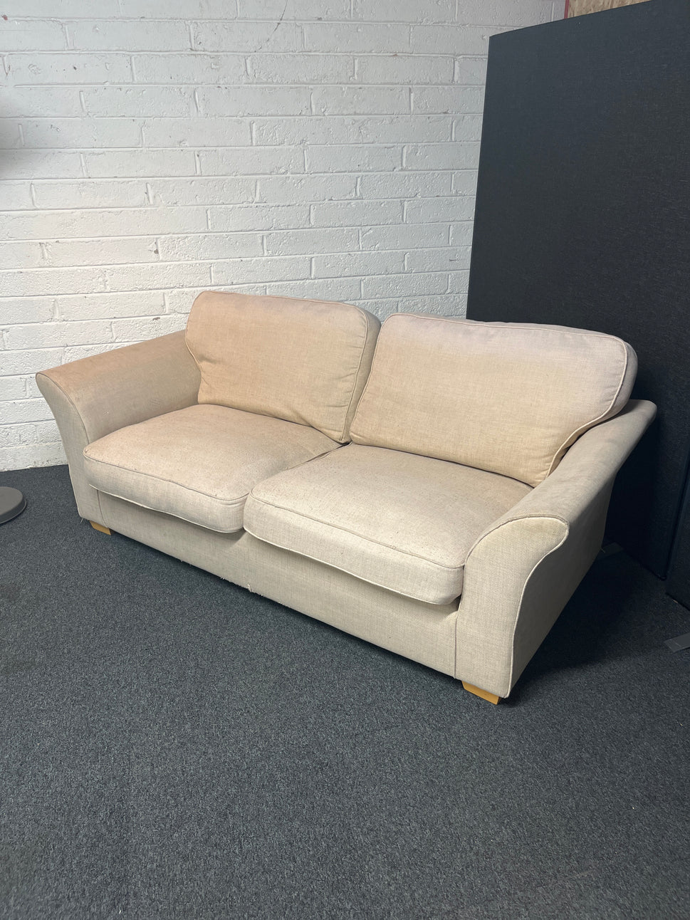 Large 2 seater oatmeal fabric sofa 2225