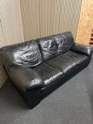 Switch 3 seater real black leather sofa 3 image
