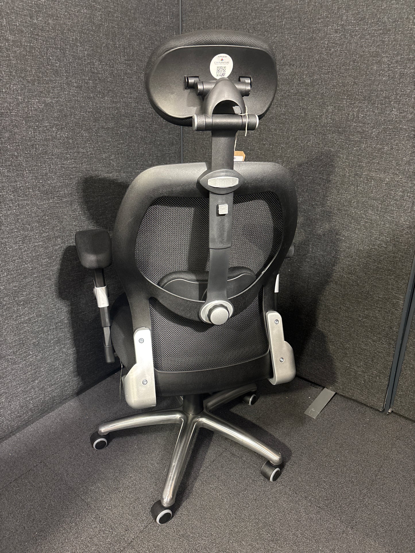 NEW Sandro mesh back executive chair with black air mesh seat, height adjustable arms, 5 star base. PRICE INC VAT