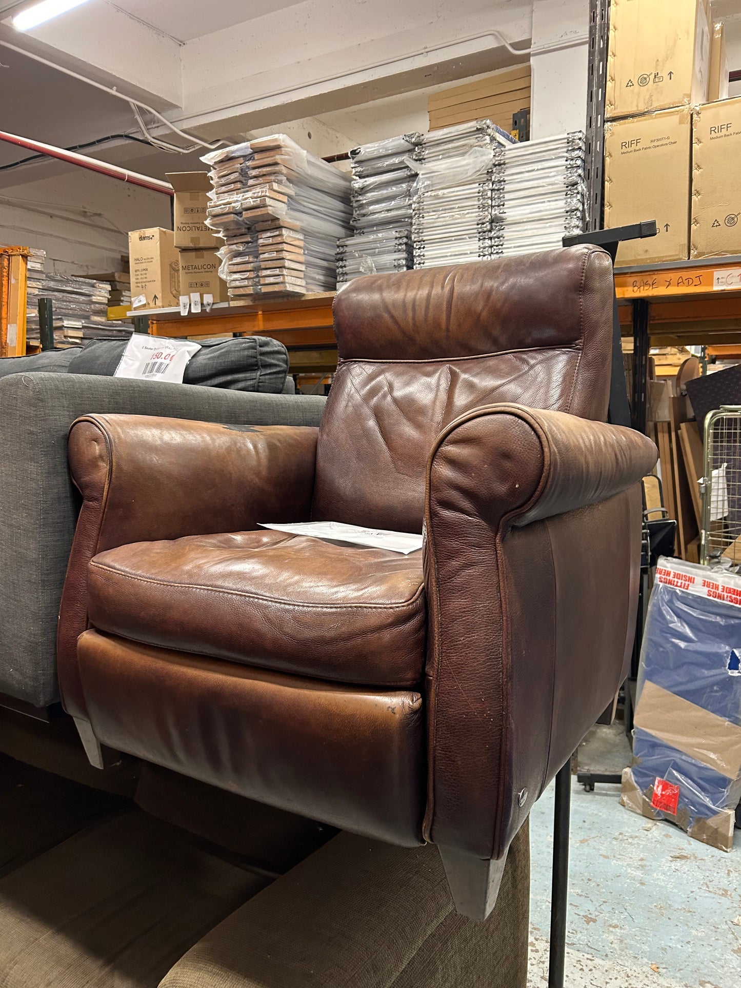 Real brown leather armchair  Q4223