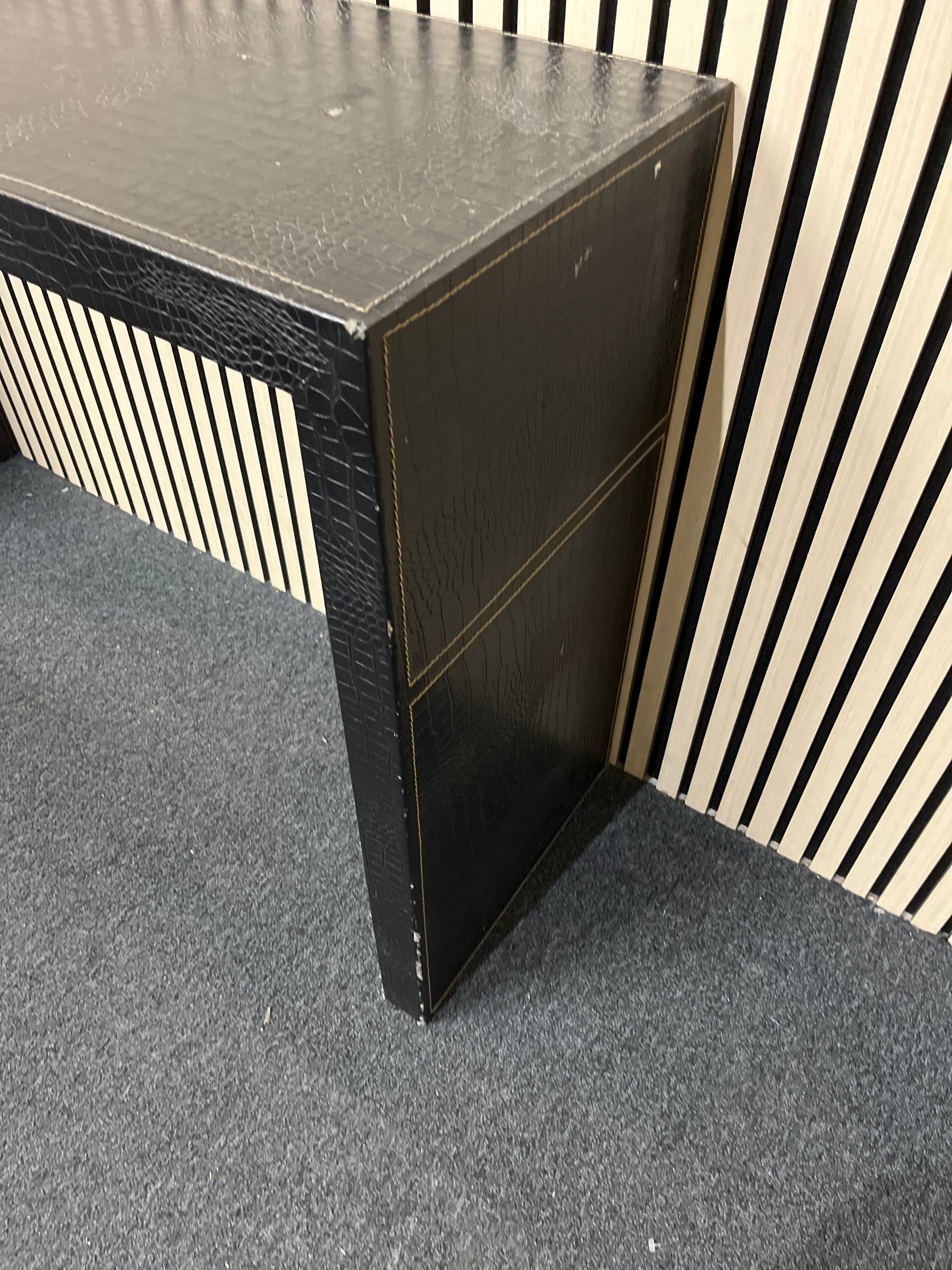Black embossed leather tall console table (H 80 x W 120 x D 40 cm)