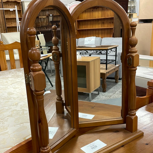 Oak oval dressing table mirror