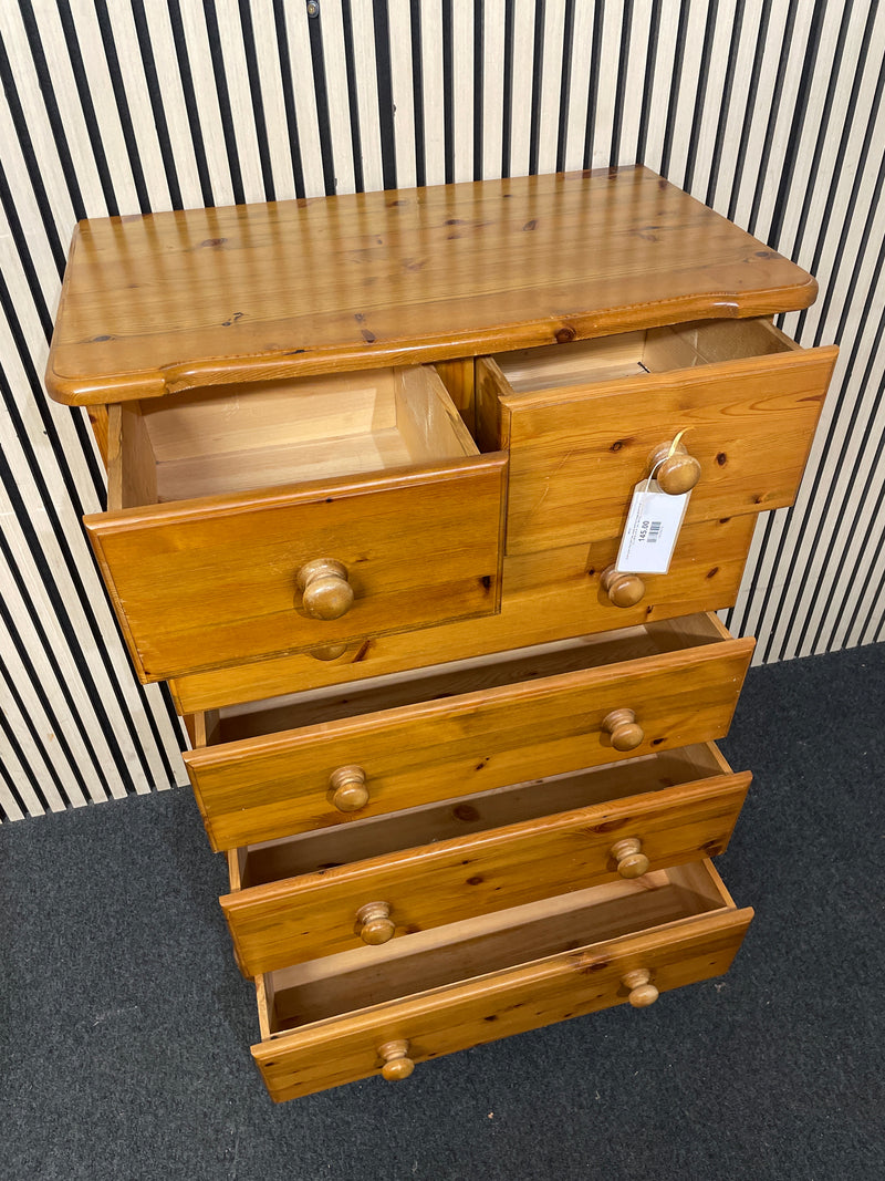 Solid pine chest with two small and four large drawers (H 103 x W 80 x D 47 cm)  44532