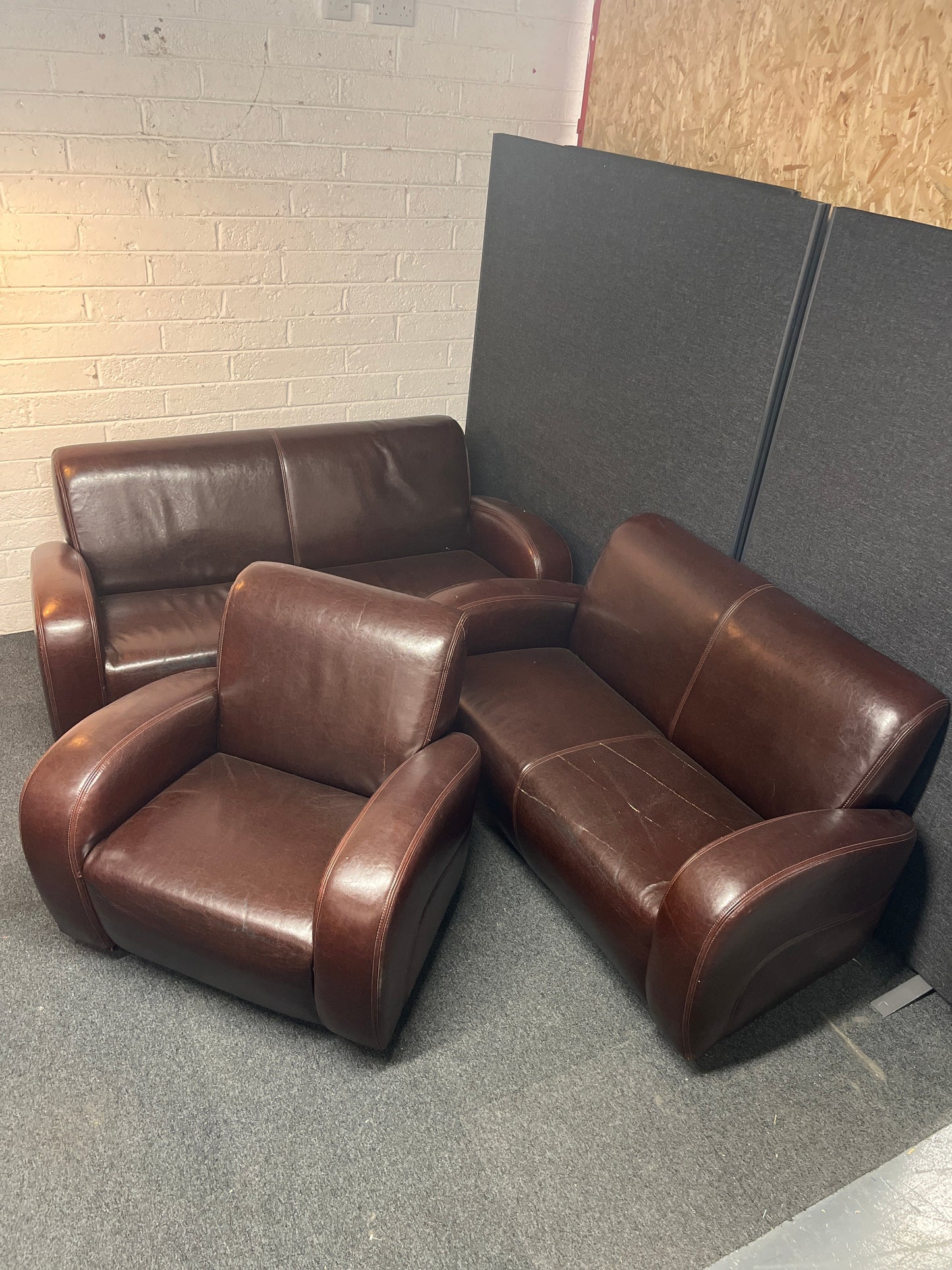3+2+1 Dark brown leather modern sofa suite 2225