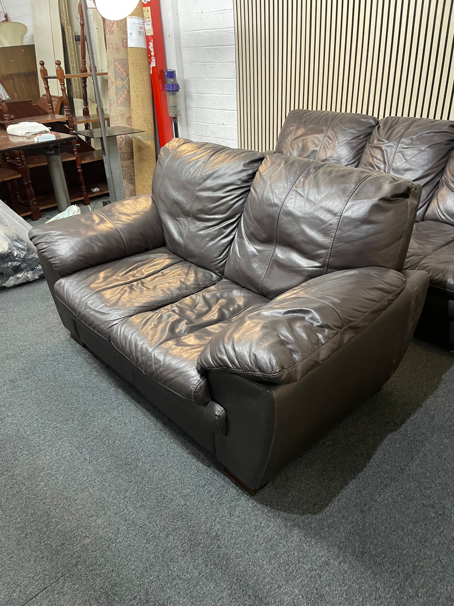 3+2 dark brown sofa real leather sofa suite 3126