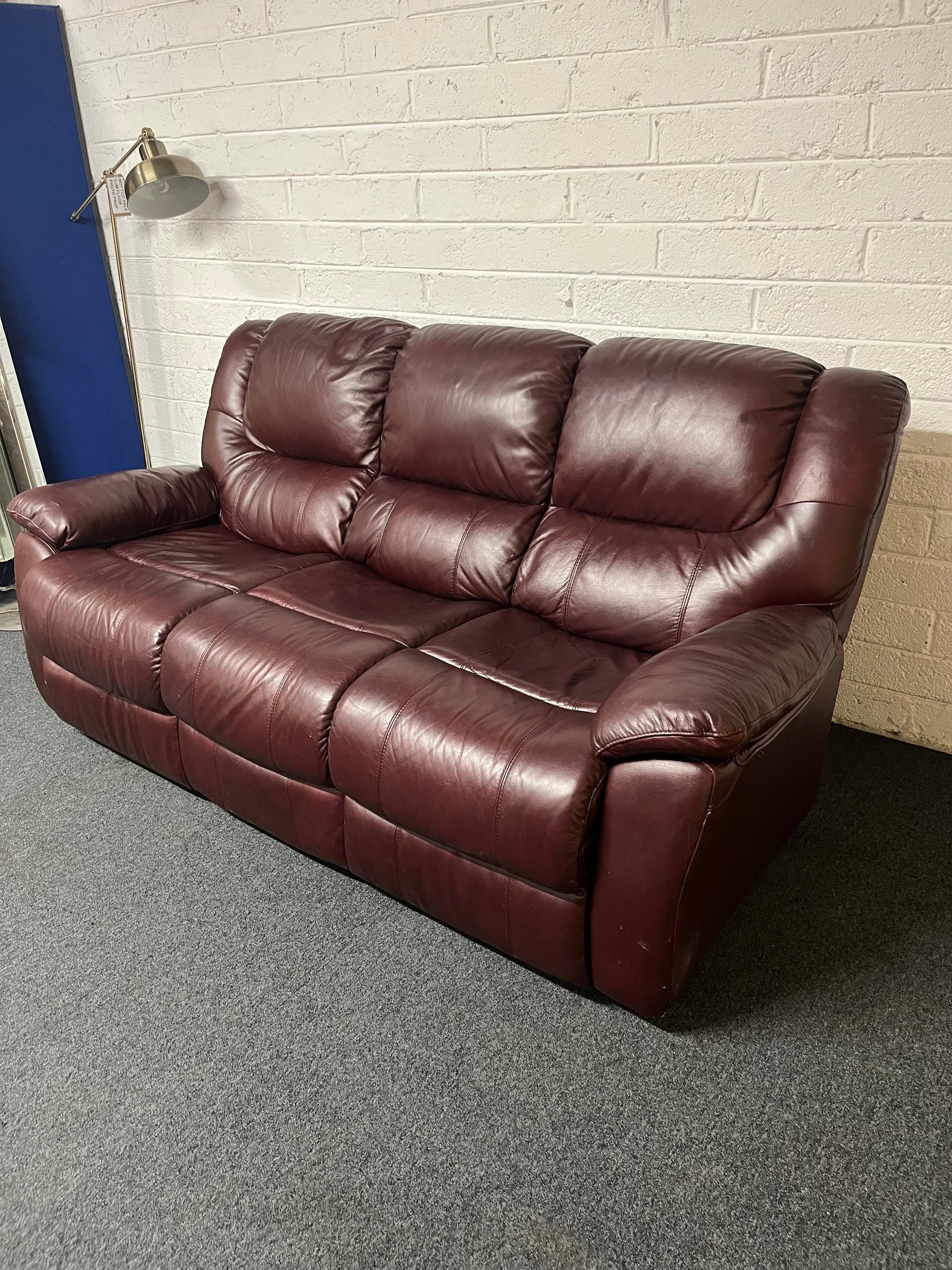 3+1+1 dark brown real leather suite with reclining armchairs 3225