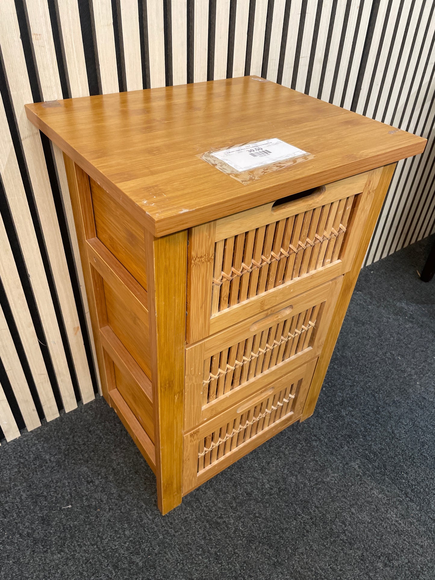 3 drawer rattan effect plain frame bedside locker 3126