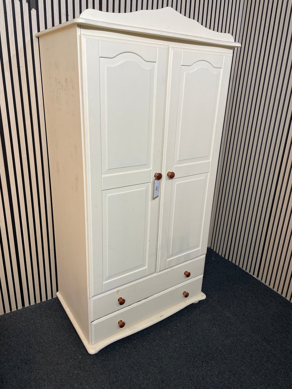 Tall 2 door, 2 drawer white painted wardrobe 1126