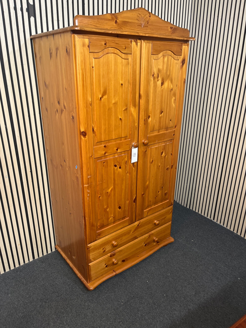 Tall natrual pine 2 door 2 drawer wardrobe (H 192 x W 94 x D 64 cm) 43820