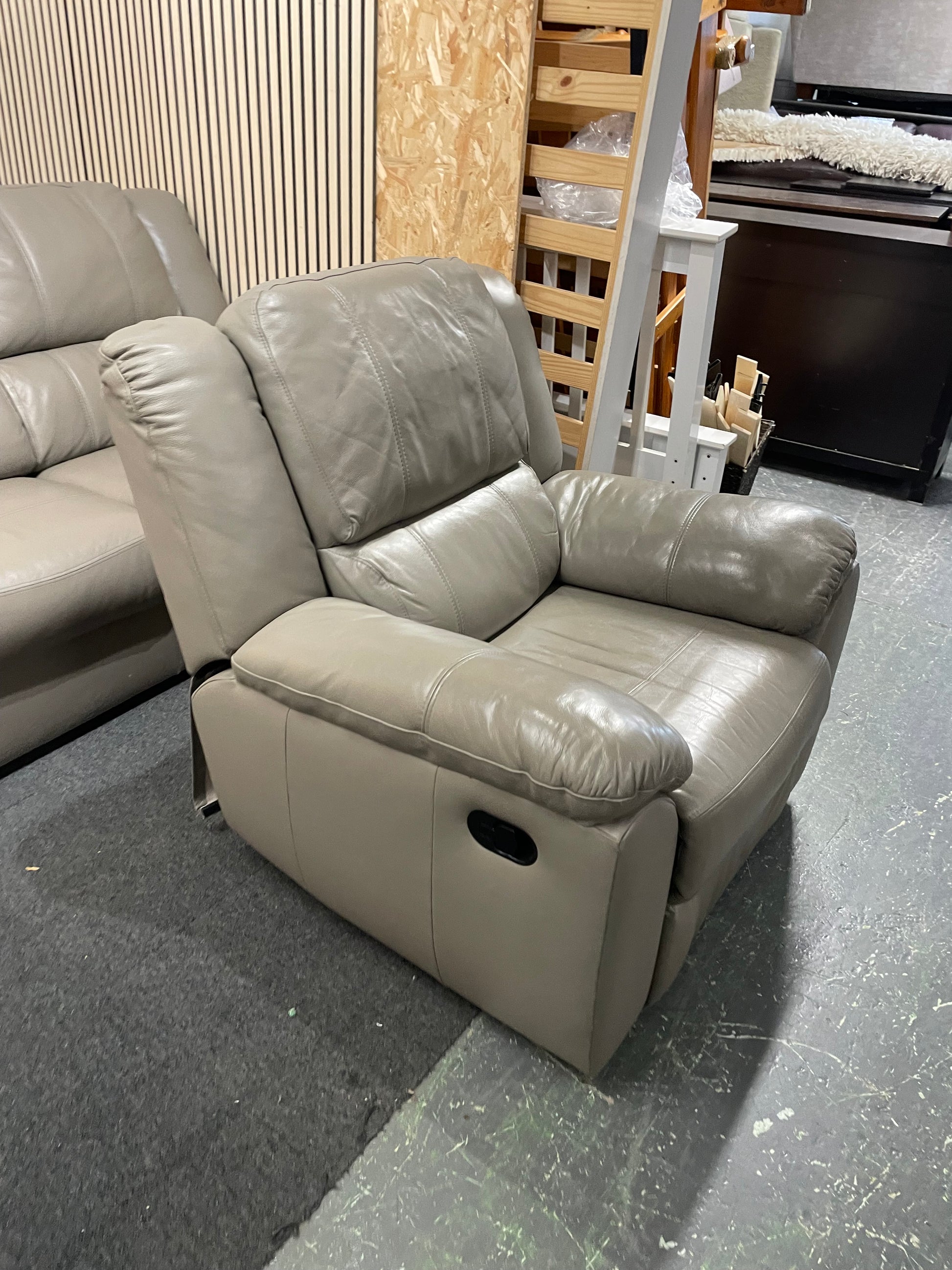 2 + 2 + 1 + footstool Grey leather recliner sofa suite 3126