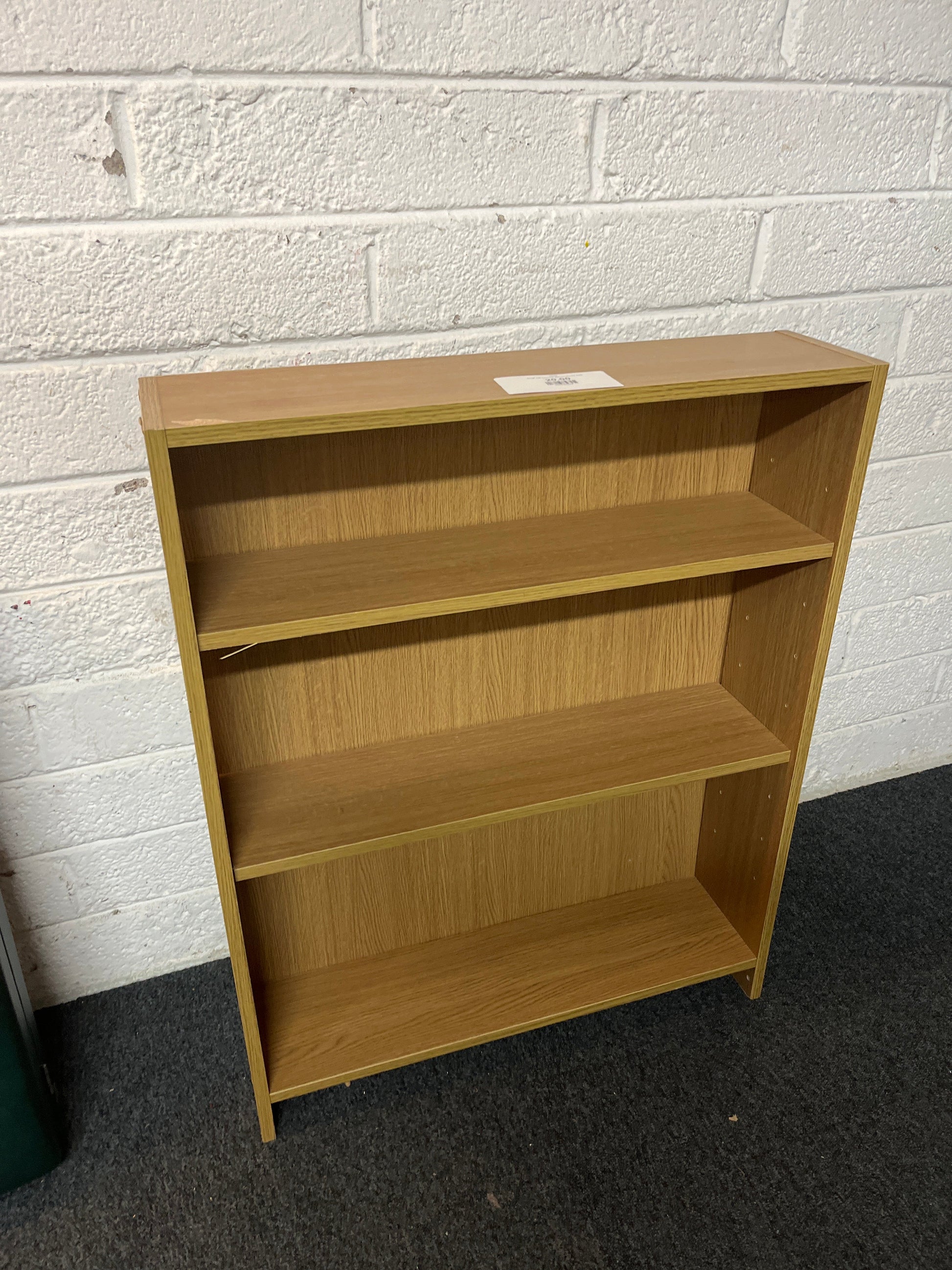 Small oak laminate slim bookcase 2225