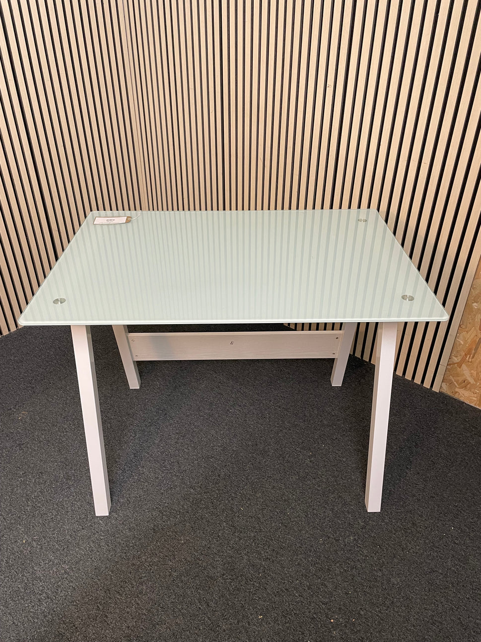 Tempered glass study desk, white frame, 1000mm x 700mm