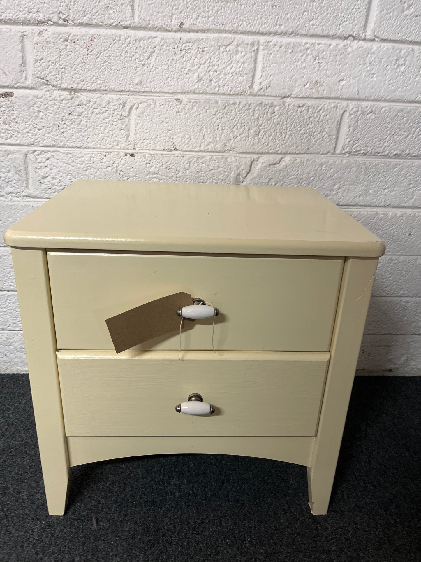 Cream painted solid wood 3 drawer bedside locker 2225