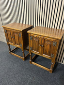 Switch Solid english oak ornate 2 door occasional lamp tables (SET OF 2) 1425 3 image