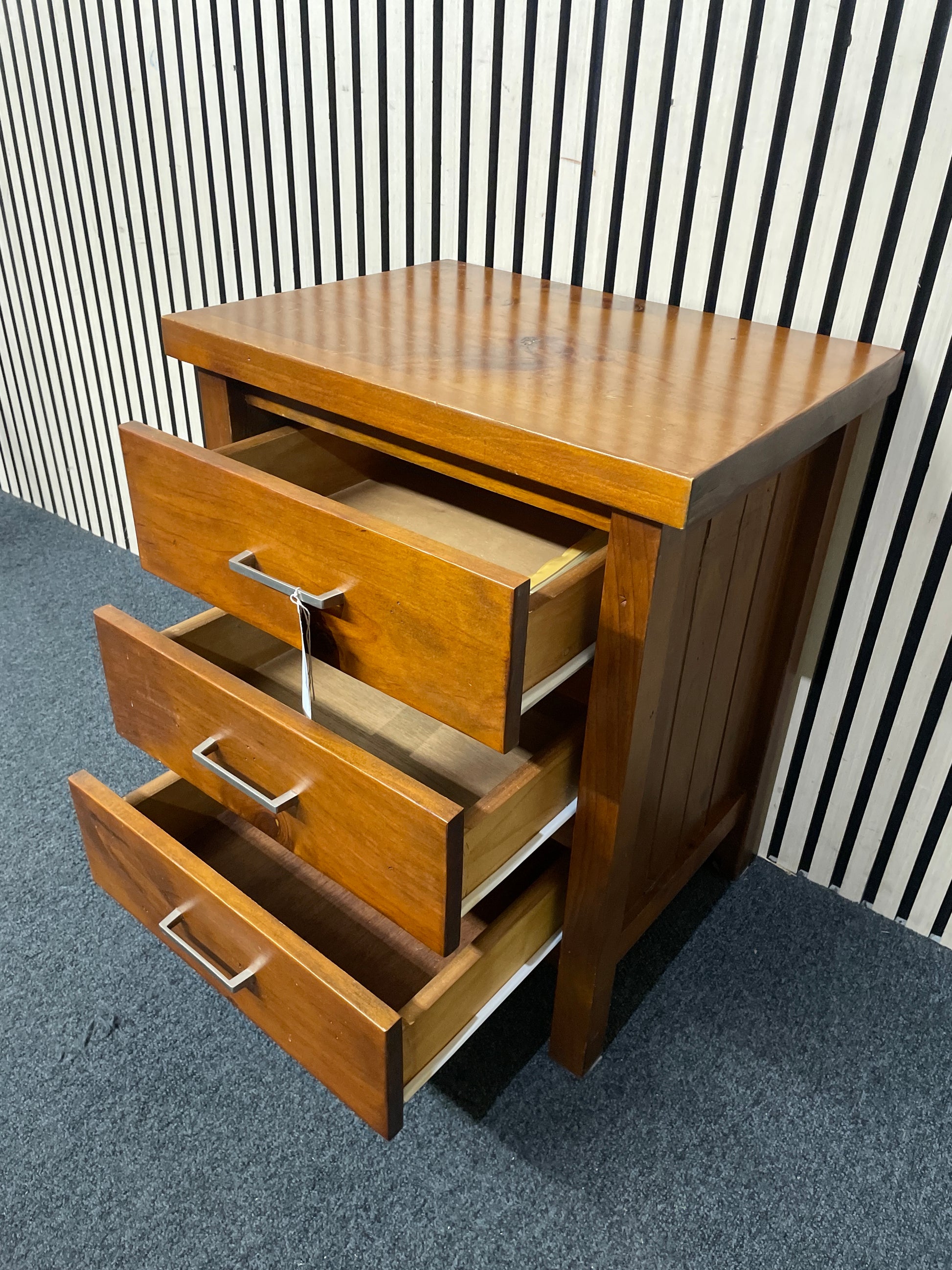 Stained solid wood 2 drawer bedside locker  3126