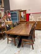 Switch Oak solid oak stained large dining table with tripod black metal frame  2125 2 image