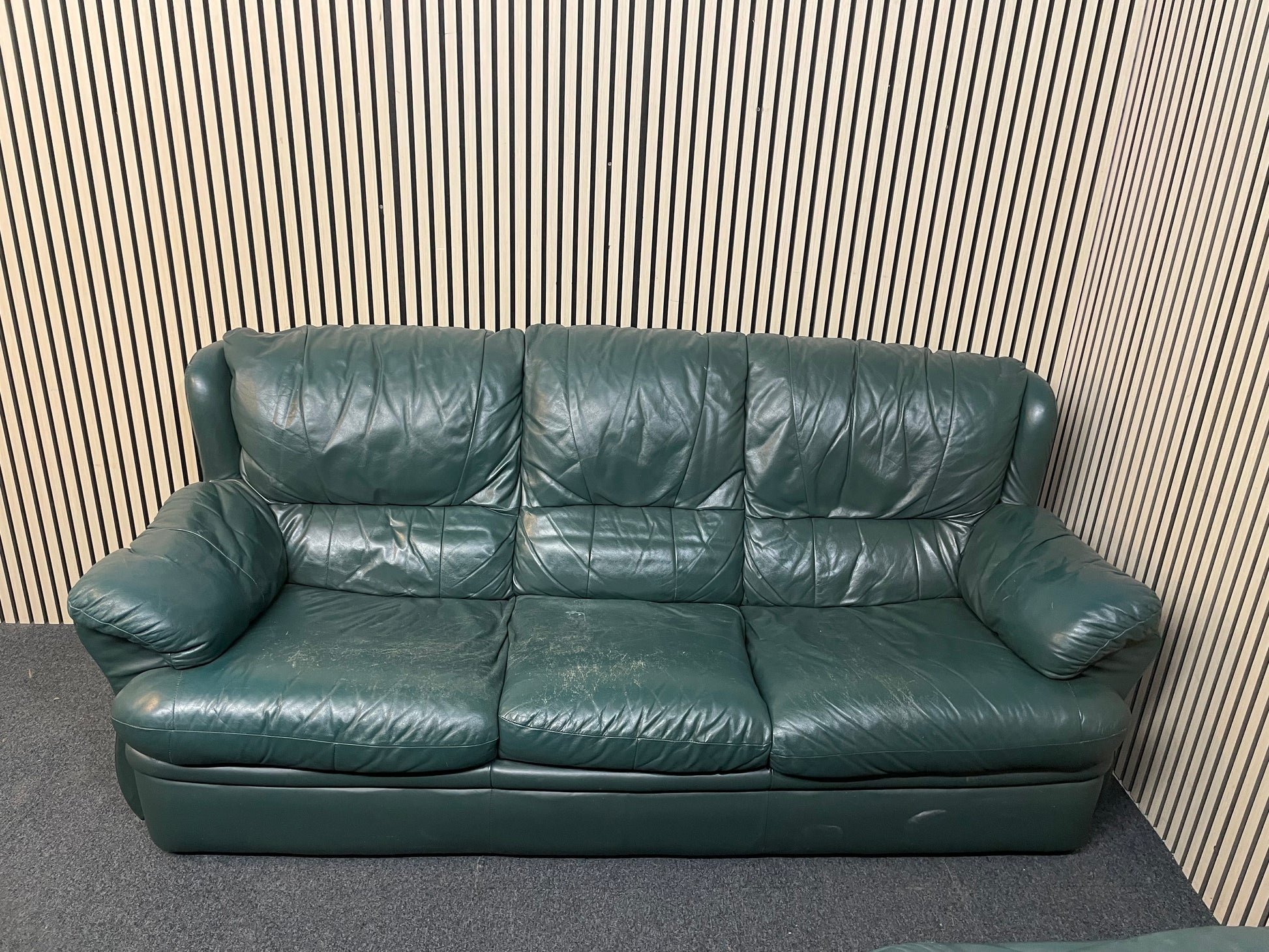 3+1+1 dark green soft leather suite  2425