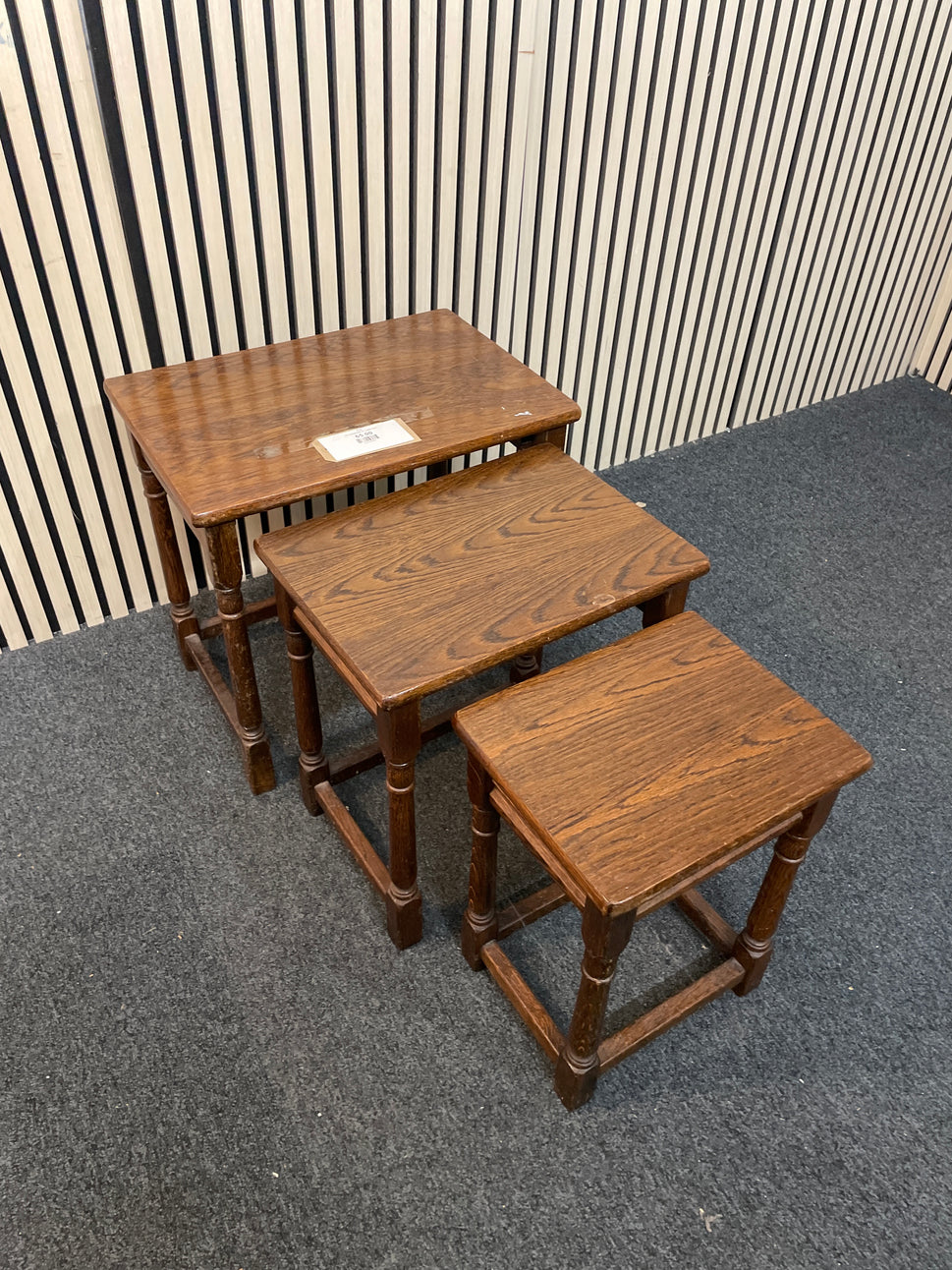 Oak stained nest of 3 tables 2425