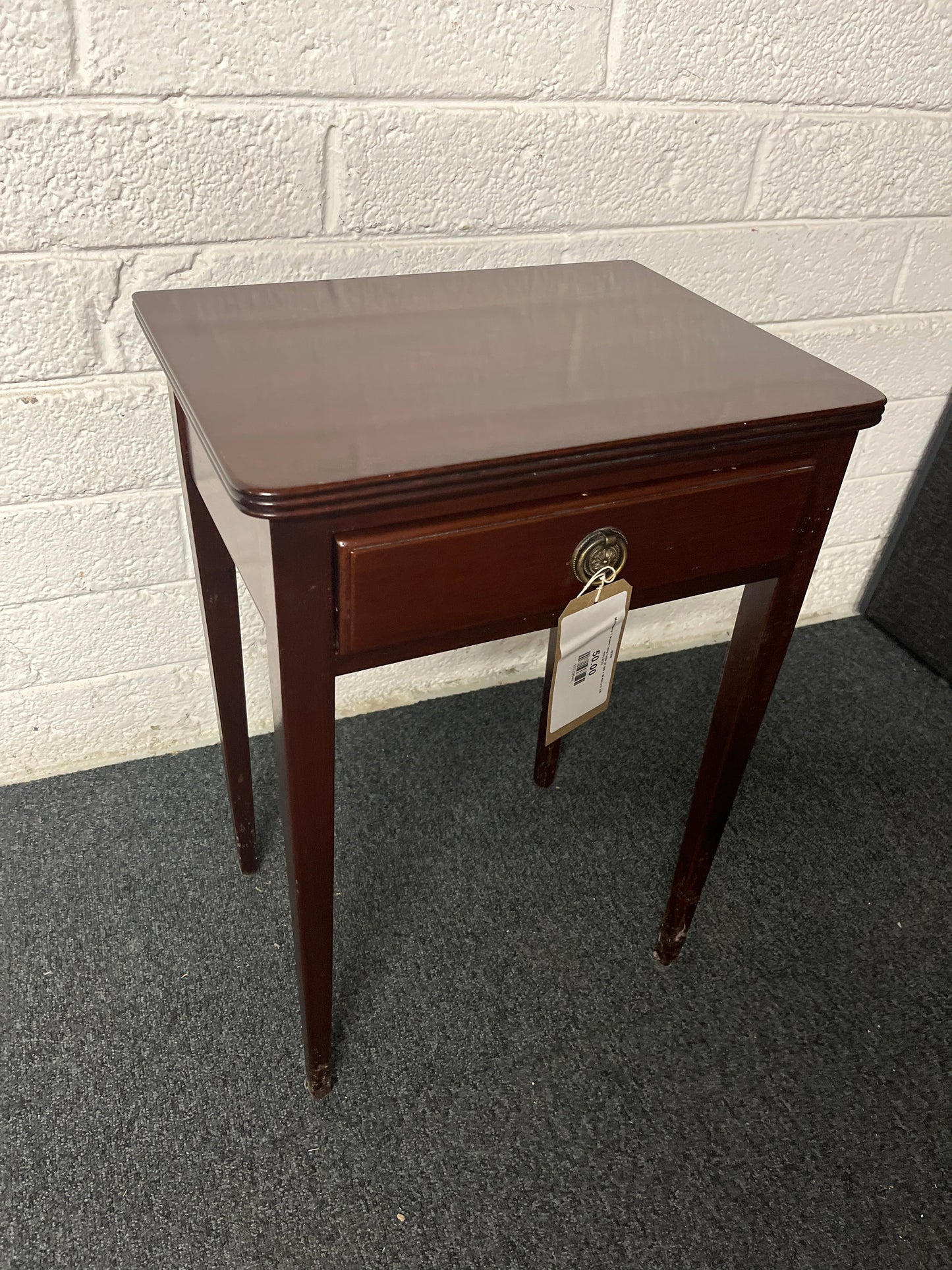 Mahogany 1 drawer lamp table (H 600 x W 450 x D 330 mm) 2225