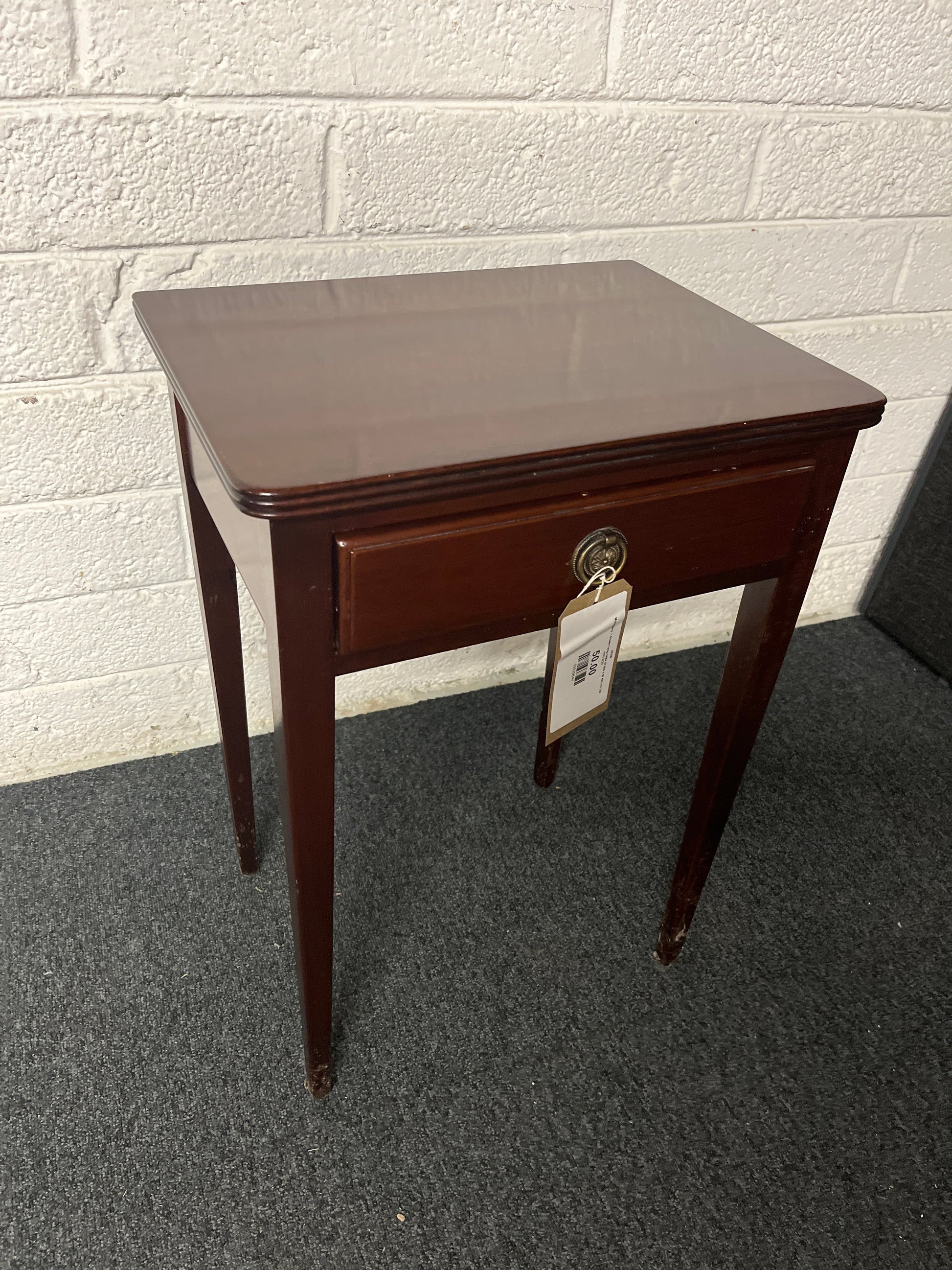 Mahogany 1 drawer lamp table (H 600 x W 450 x D 330 mm) 2225