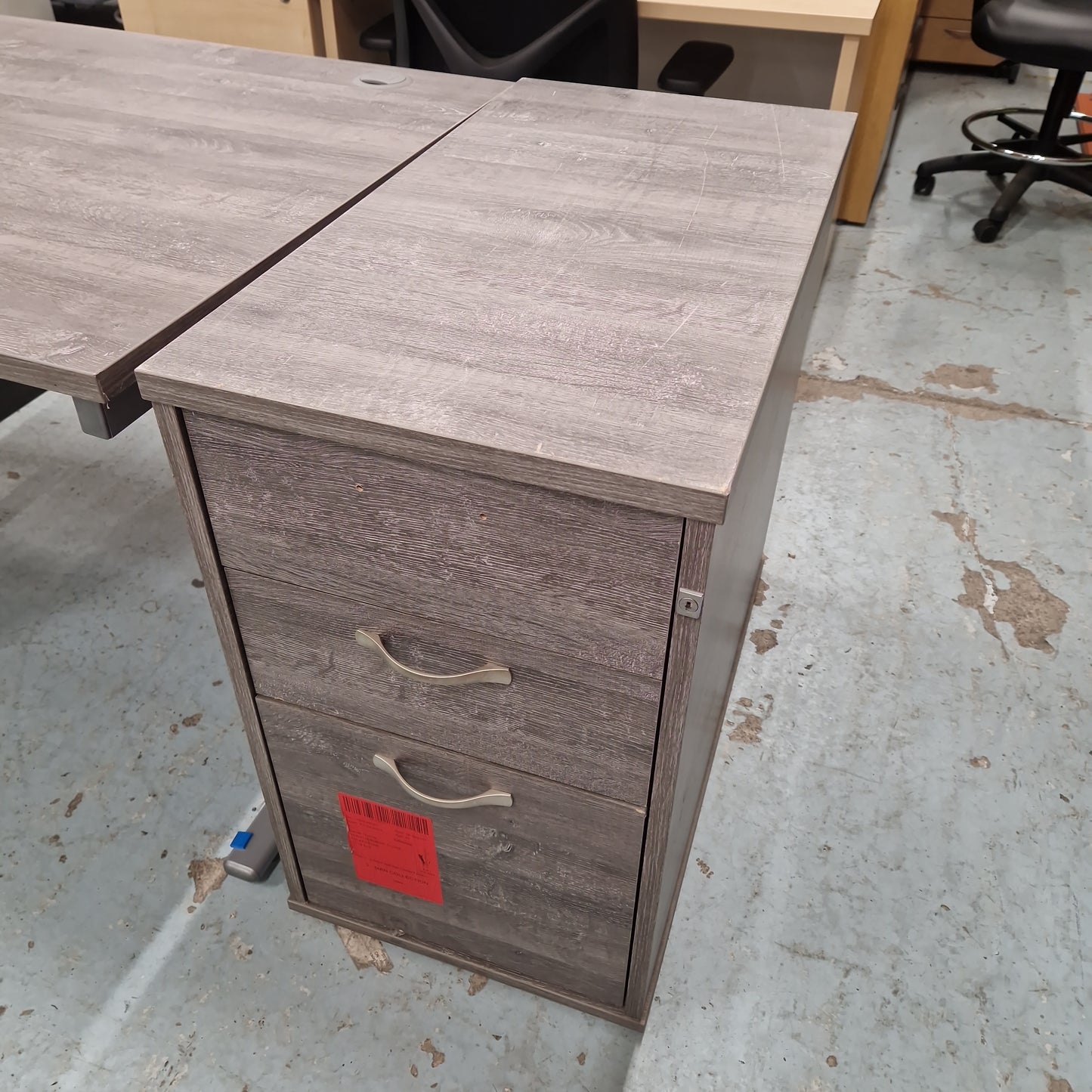 Wooden 800 desk high pedestal  (800mm deep) - Grey Oak