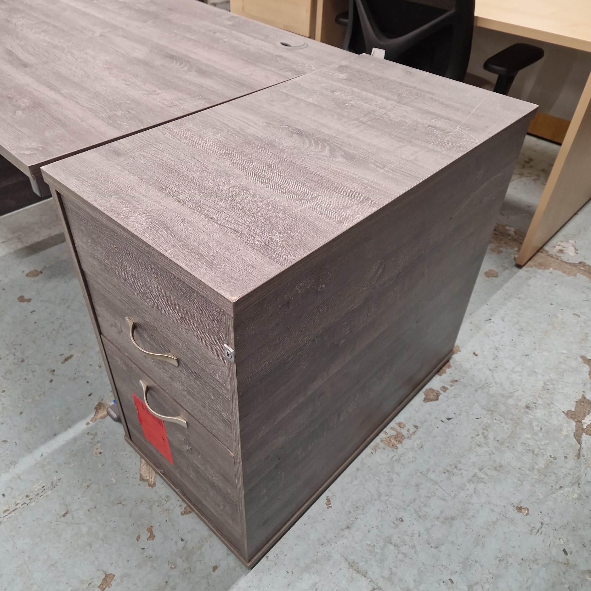 Wooden 800 desk high pedestal  (800mm deep) - Grey Oak