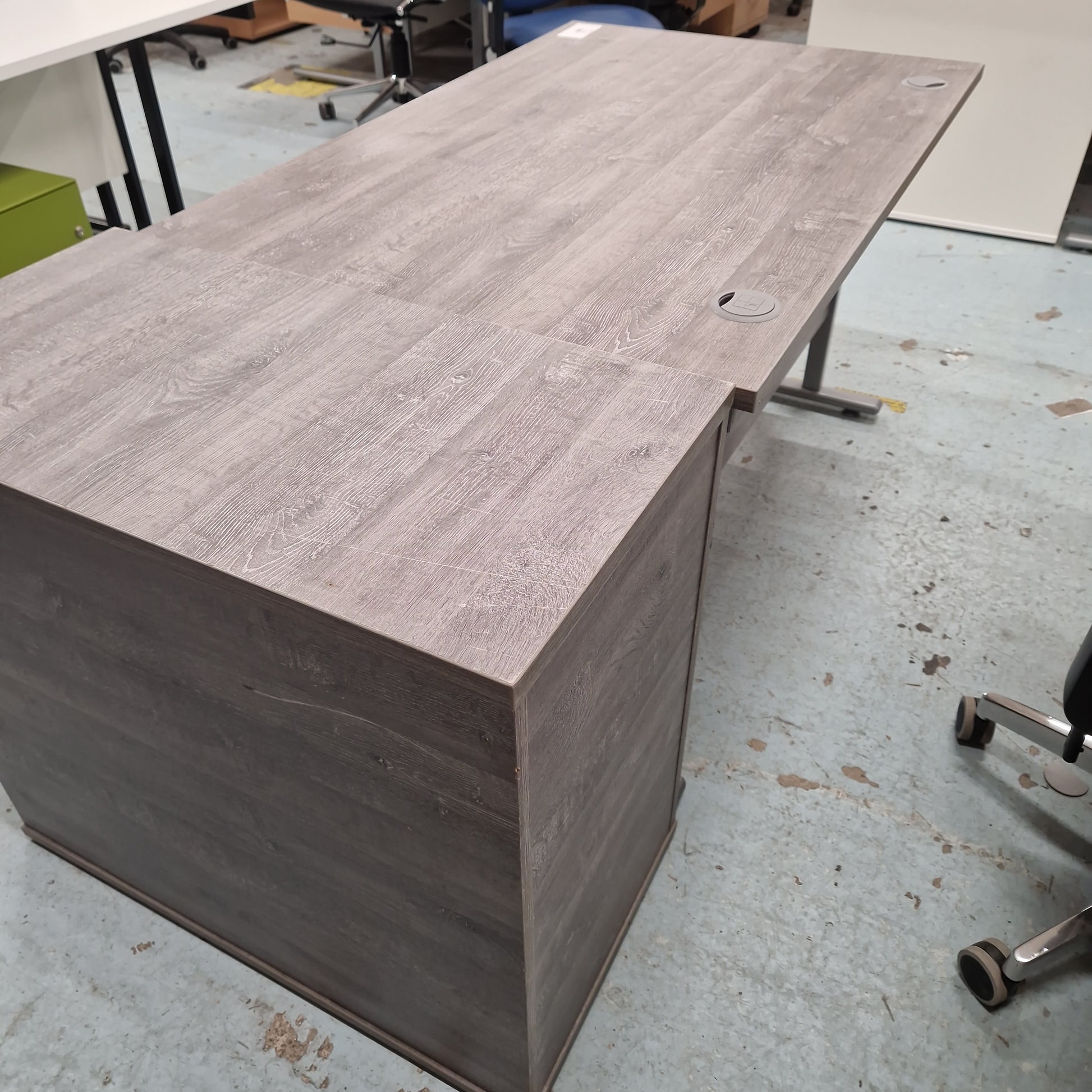 Wooden 800 desk high pedestal  (800mm deep) - Grey Oak