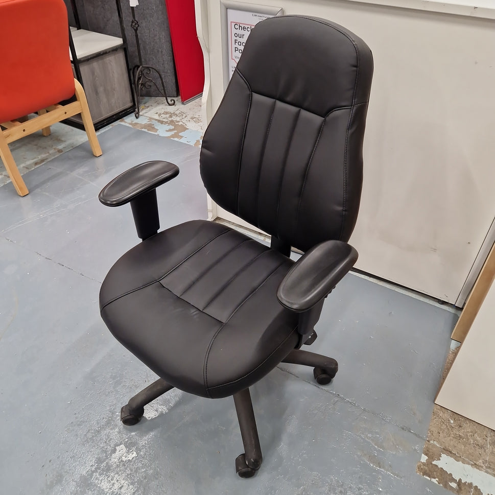 Zeus medium back 24hr task chair - black faux leather