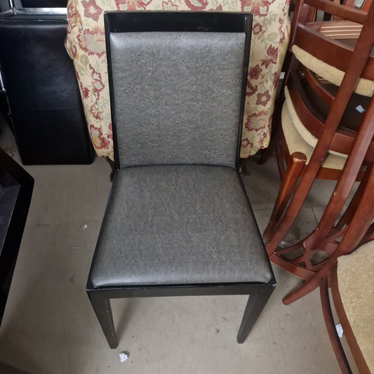 Black sprayed solid back dining chair cw vinyl seat and back