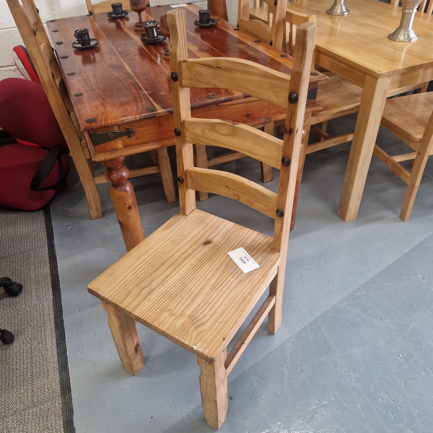 Waxed pine solid wood kitchen chair  Q3223