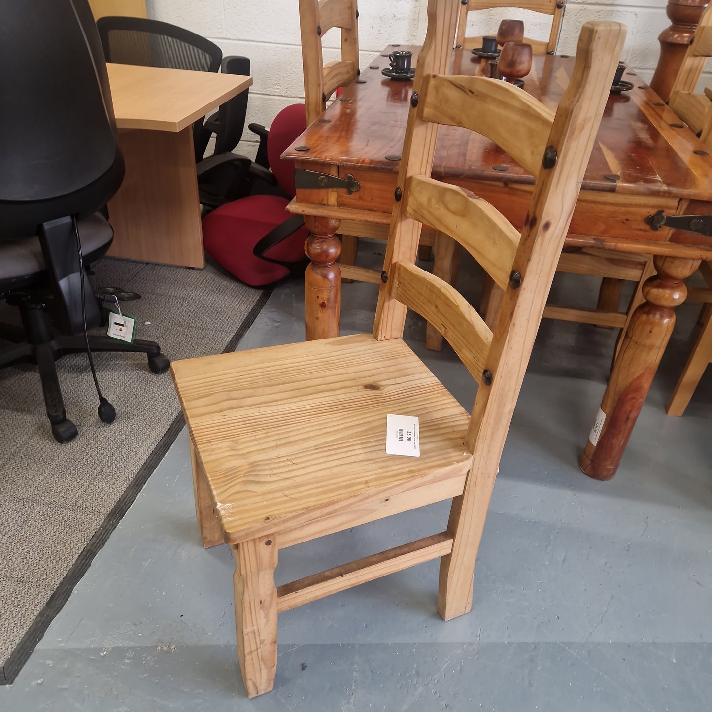 Waxed pine solid wood kitchen chair  Q3223