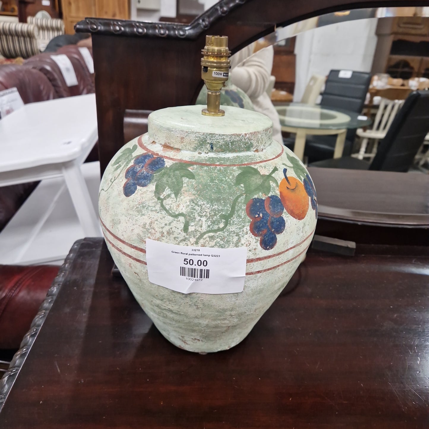 Green floral patterned lamp Q3223