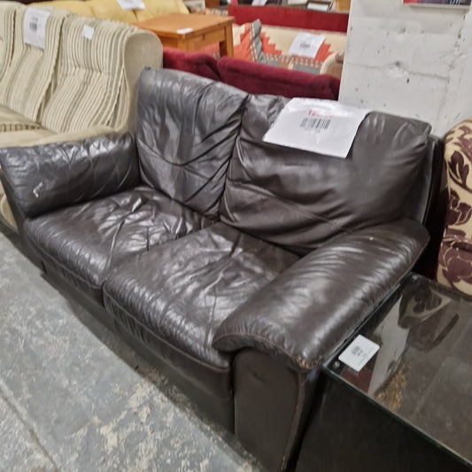 2 seater brown leatherette sofa
