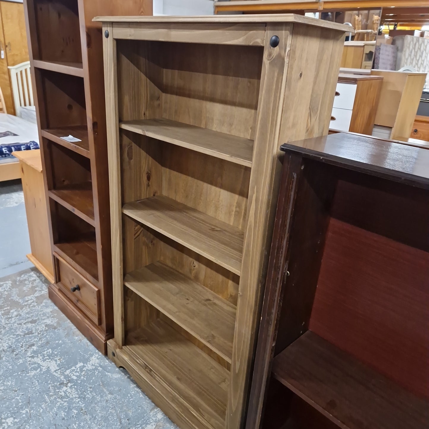 NEW SPECIAL Corona waxed pine medium bookcase cw shelves