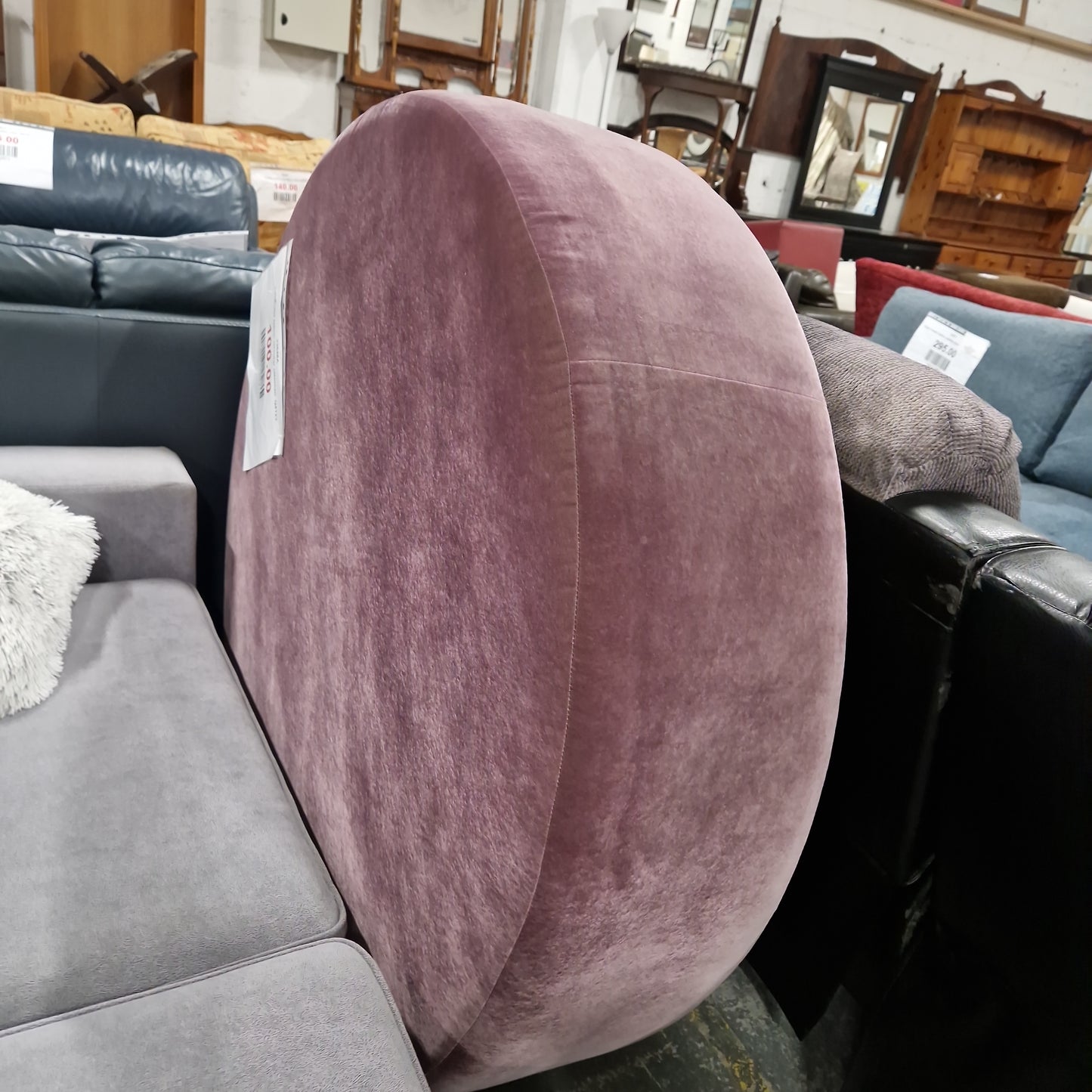 Lavender fabric circular ottoman  Q4123