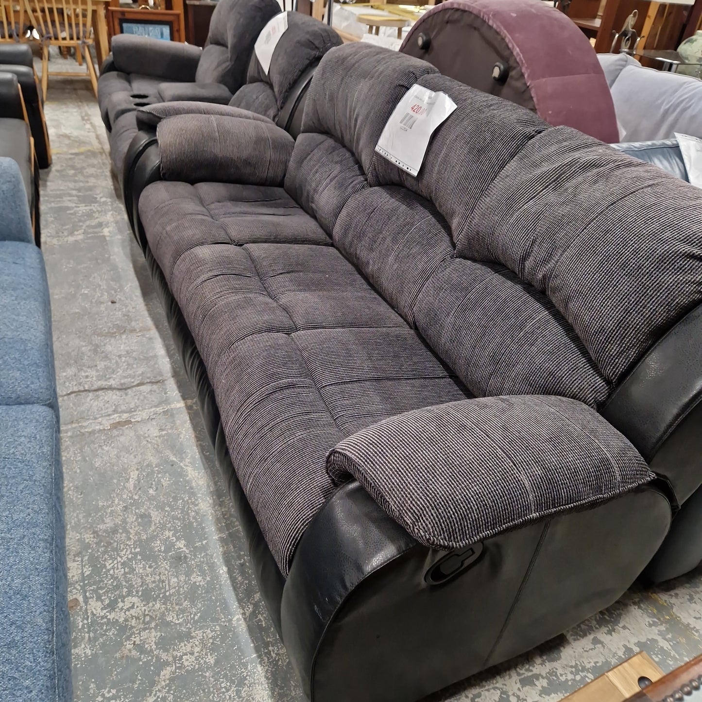 3+2 fabric and leather recliner sofa Q4123