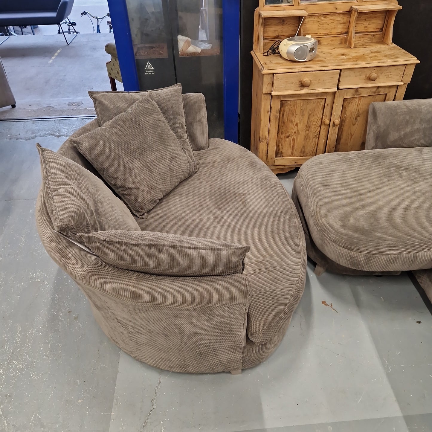 Large love seat cw 3 seater with return in brown fabric%A0 Q4223
WAS €550
NOW €475