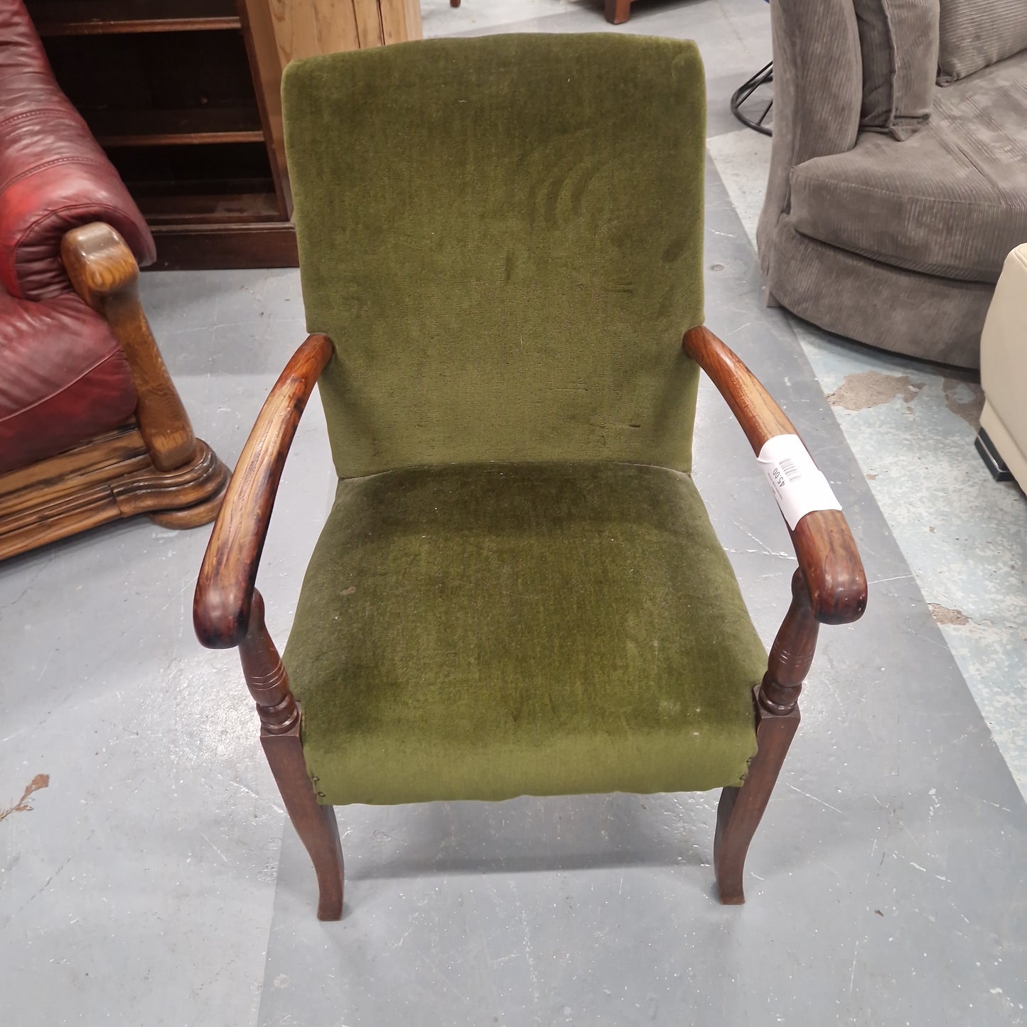 Green fabric single armchair