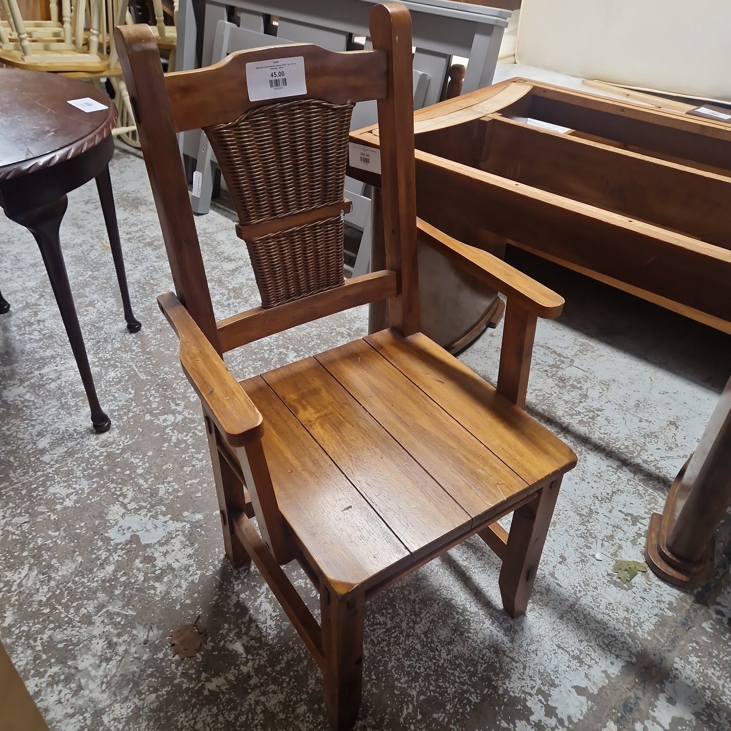 Solid dark wood stained kitchen chair