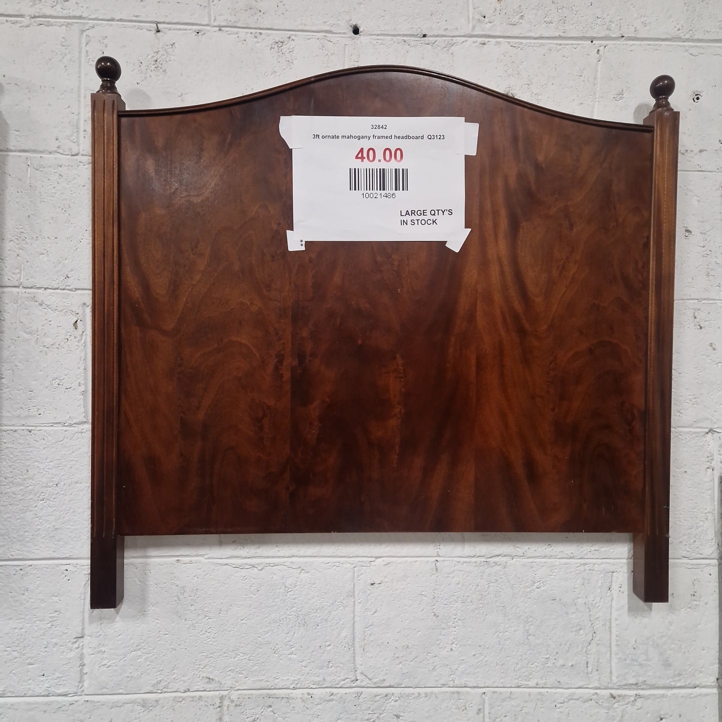 3ft ornate mahogany framed headboard