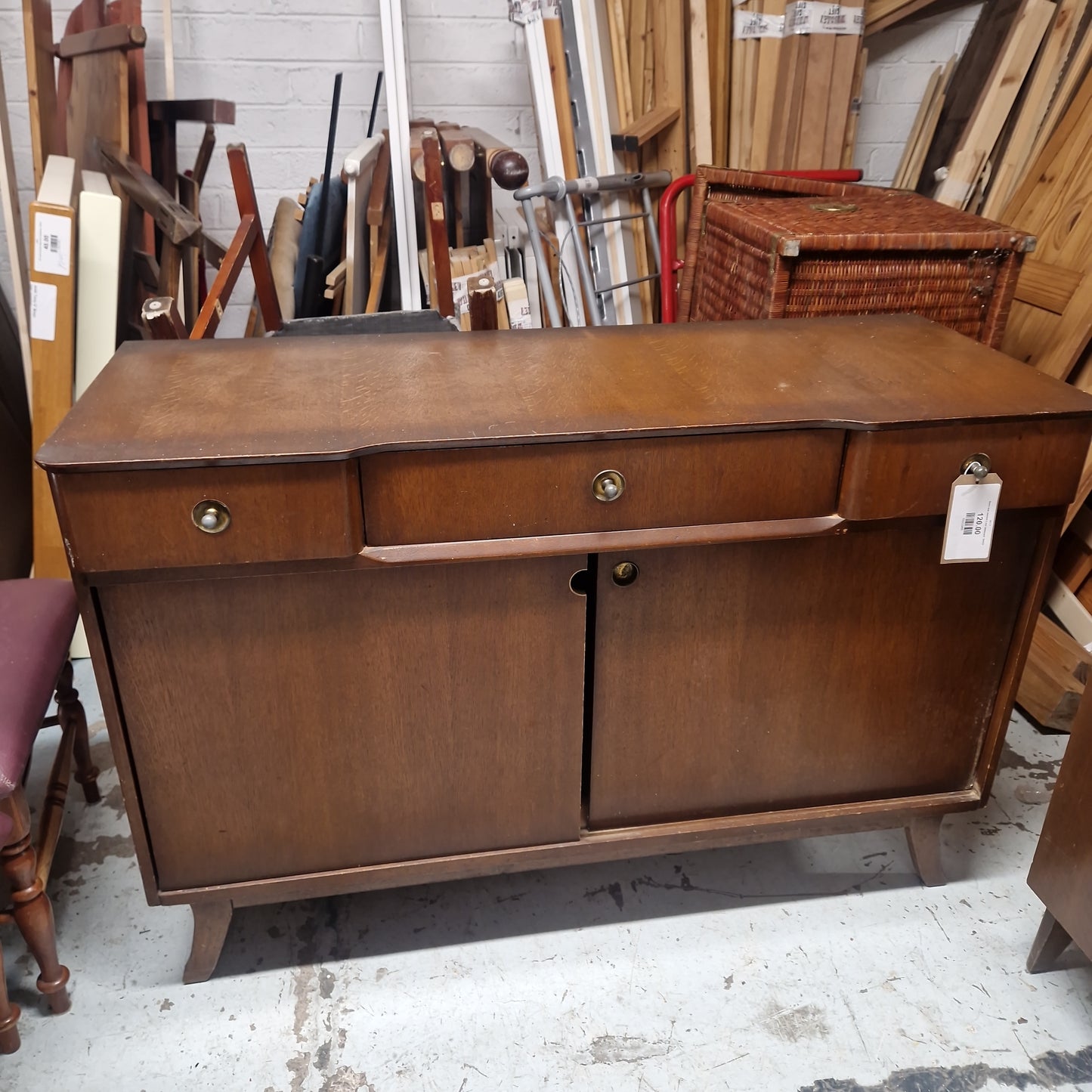 Retro teak stained 2 dwr sideboard