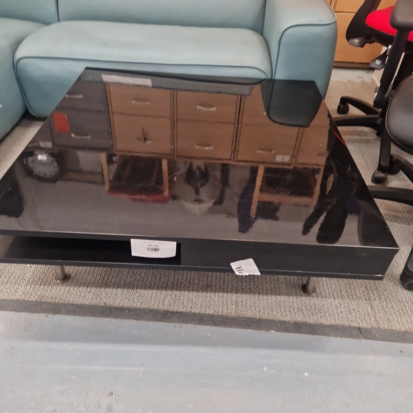 Low square black gloss coffee table CJM Furniture