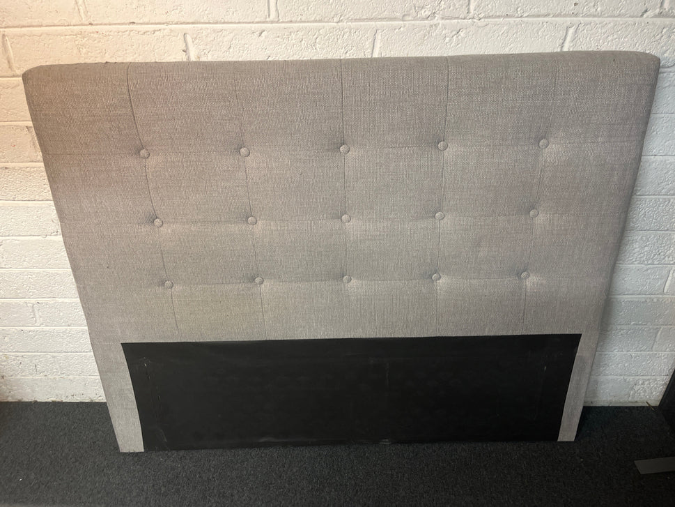 5ft high button back headboard - grey fabric 3225
