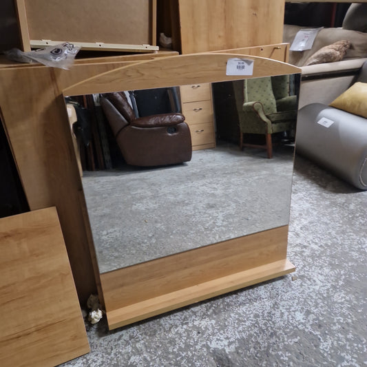 Oak laminate large framed mirror
