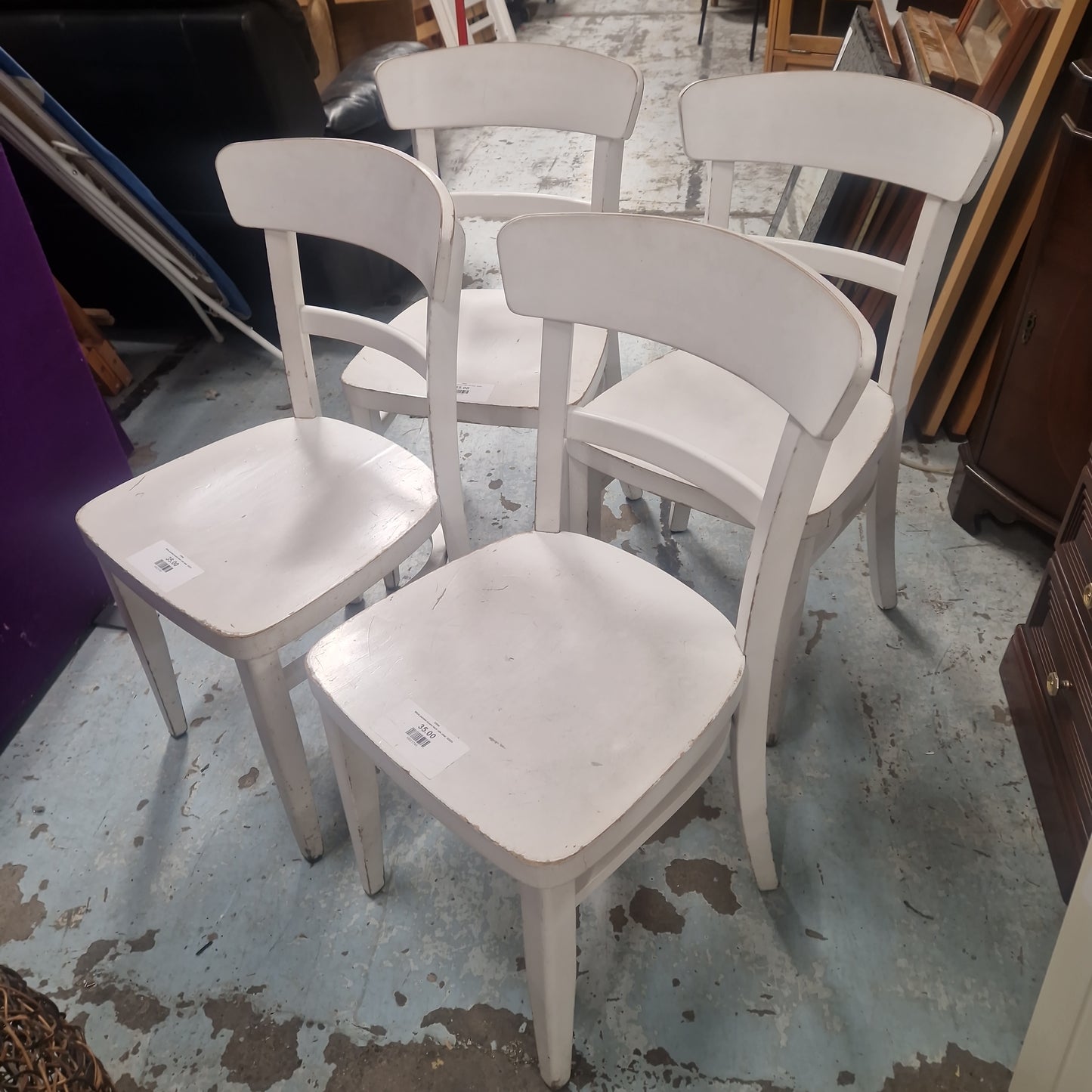 White painted square back cafe chair