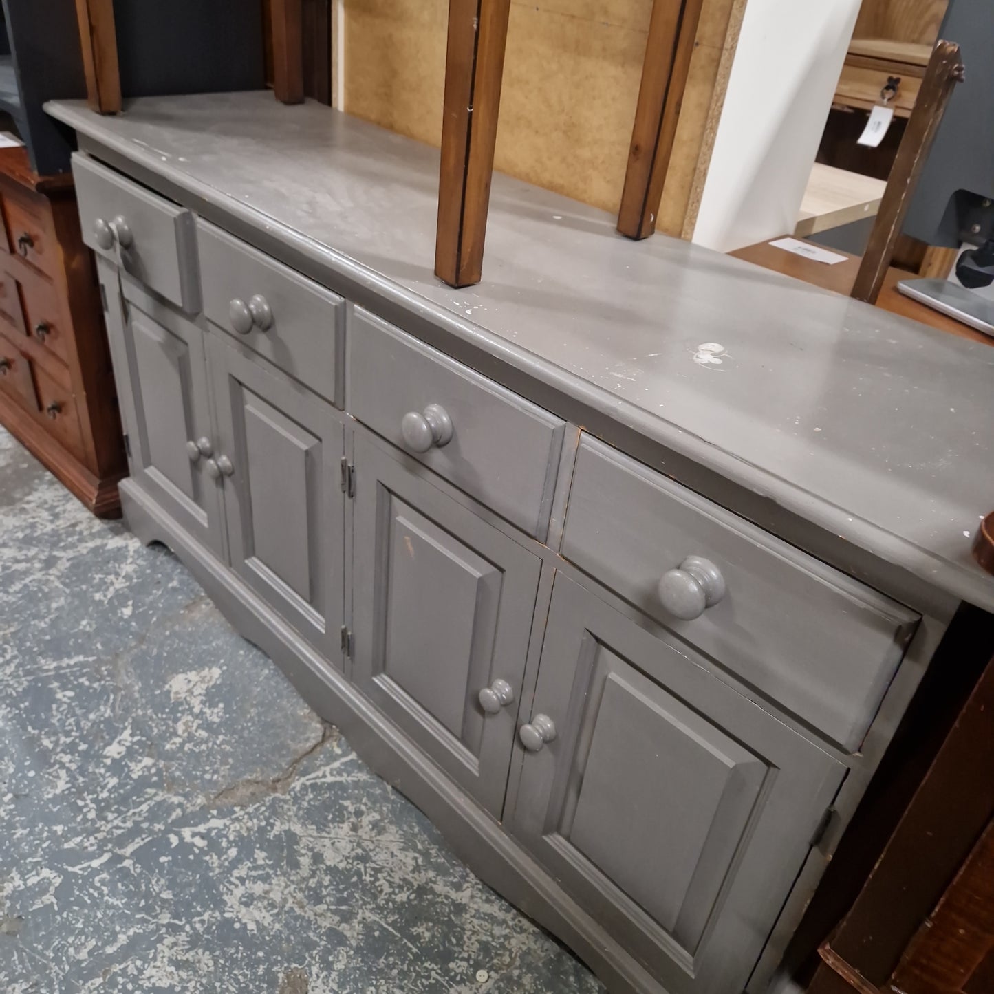 Grey sideboard solid wood 4 drawers