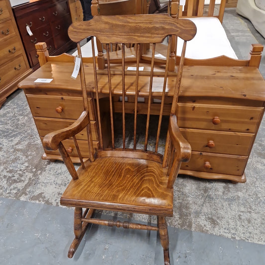 Solid wood high back rocking chair